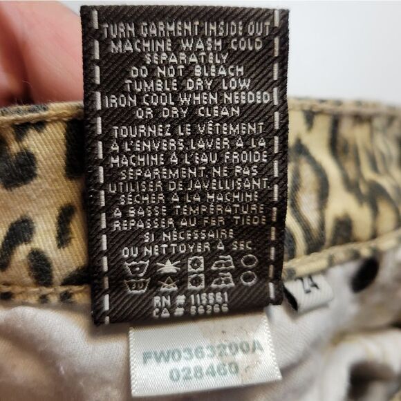 7FAM 7 For All Mankind Leopard Cheetah Skinny Jeans Gold Zippered Ankles - Picture 10 of 16